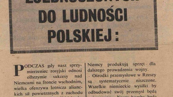 Aliancka ulotka informująca ludność polską o nalotach, źródło: Instytut Zachodni