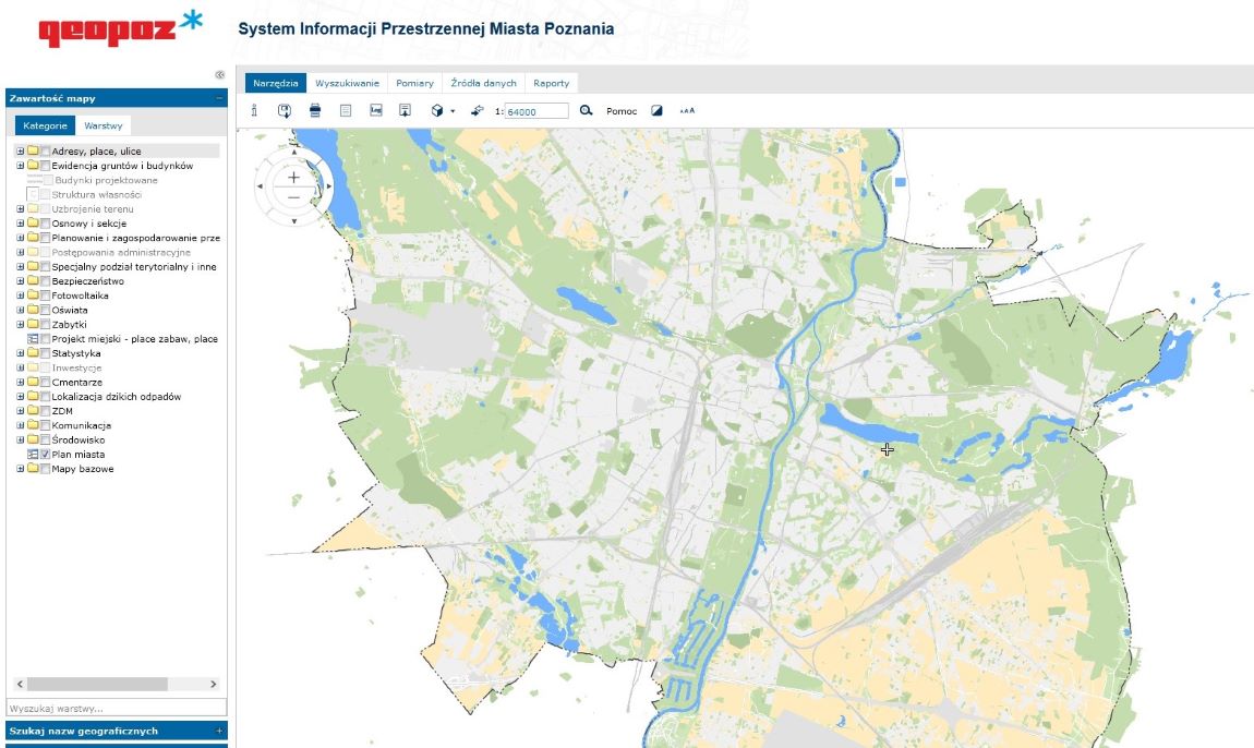 Fragment mapy Systemu Informacji Przestrzennej Miasta Poznania - grafika artykułu