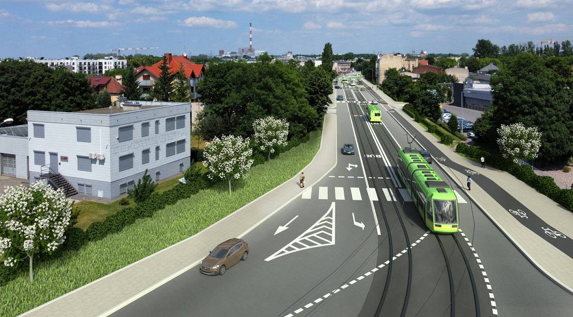 Poglądowa wizualizacja trasy tramwajowej do stacji Poznań Wschód - grafika artykułu