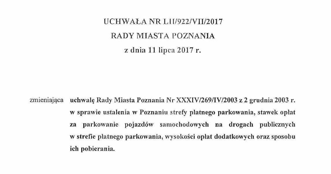 Uchwała nr LII/922/VII/2017