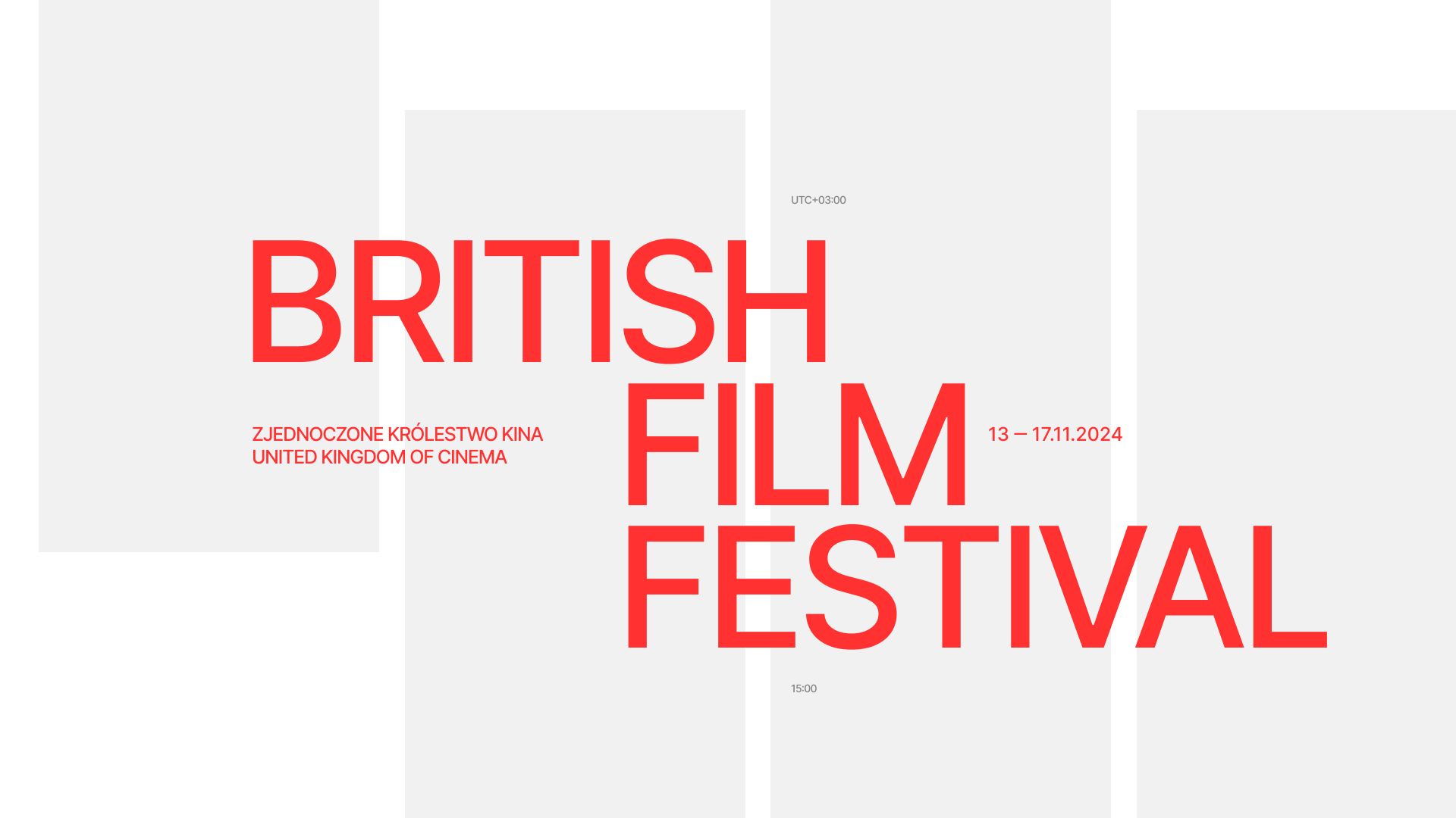 Na białym tle czerwony napis po angielsku British Film Festival Zjednoczone Królestwo Kina daty 13 17 listopada 2024 - grafika artykułu