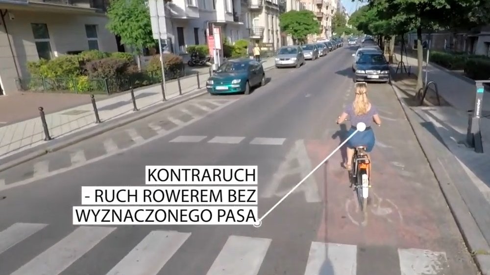 Kontraruch rowerowy umożliwia rowerzystom jazdę "pod prąd" na jezdniach jednokierunkowych