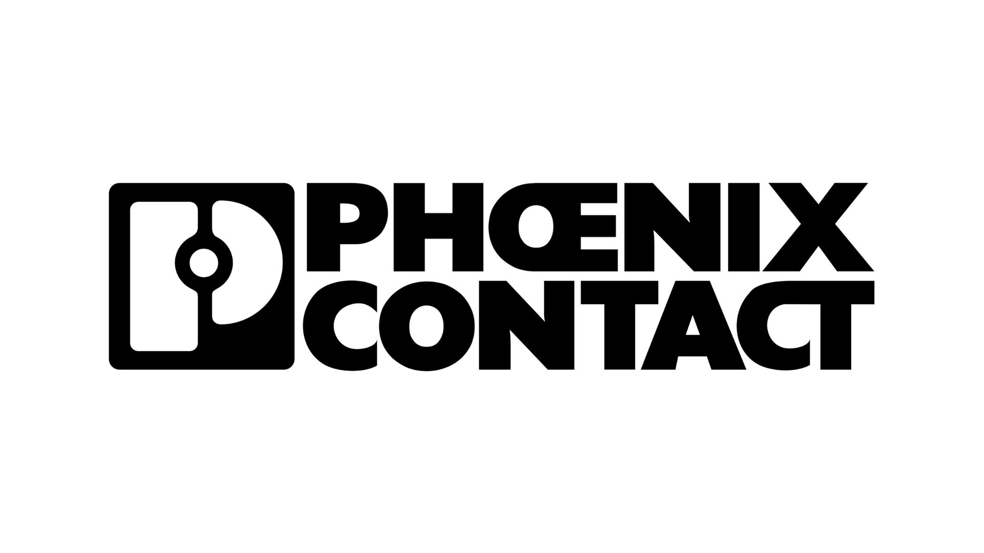 Logo Phoenix Contact. Czarny napis pogrubioną czcionką.