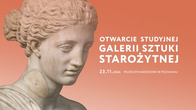 Plakat z informacjami o wydarzeniu ze zdjęciem starożytnej figury