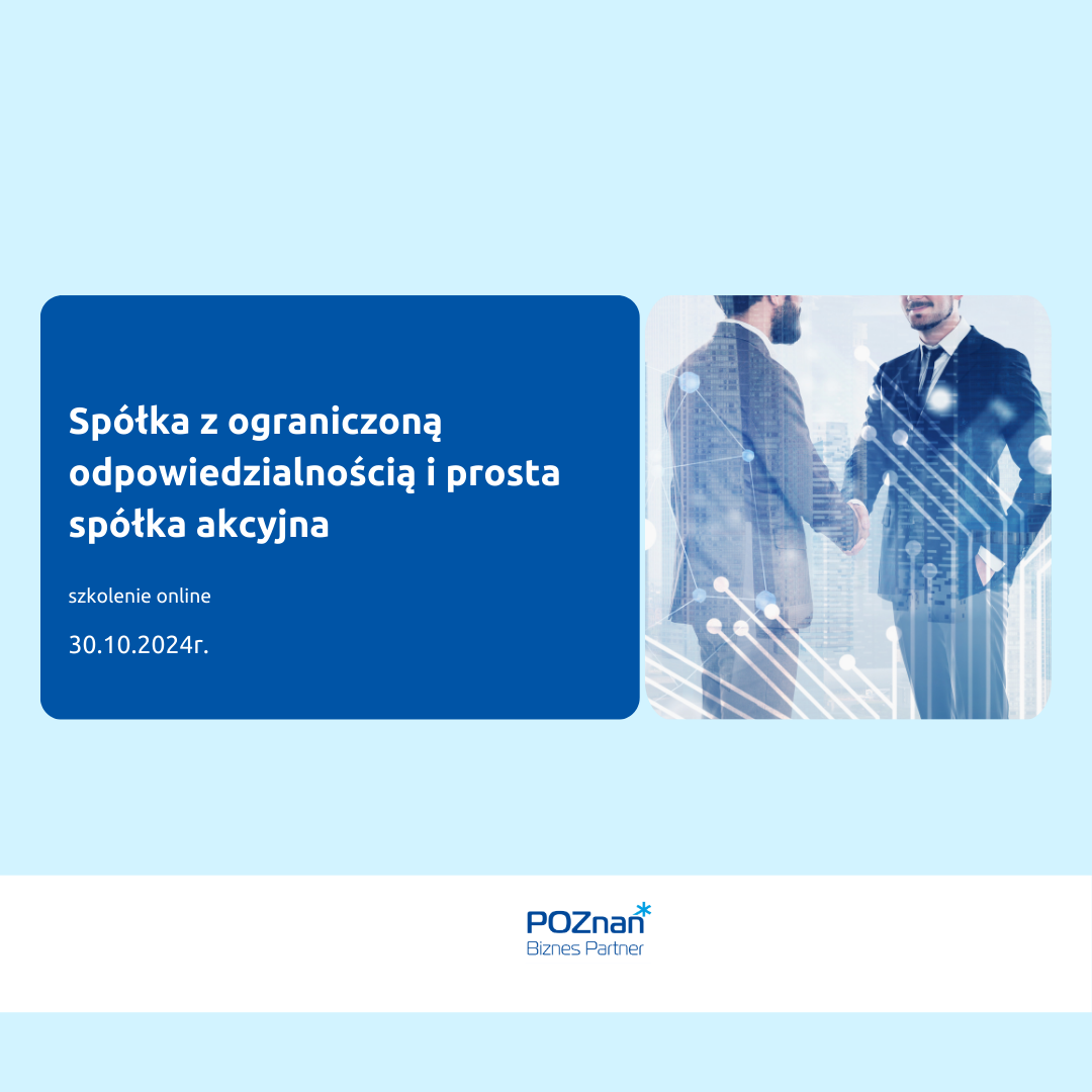 Grafika Promocyjna informująca o szkoleniu pt. Spółka z ograniczoną odpowiedzialnością i prosta spółka akcyjna - grafika artykułu