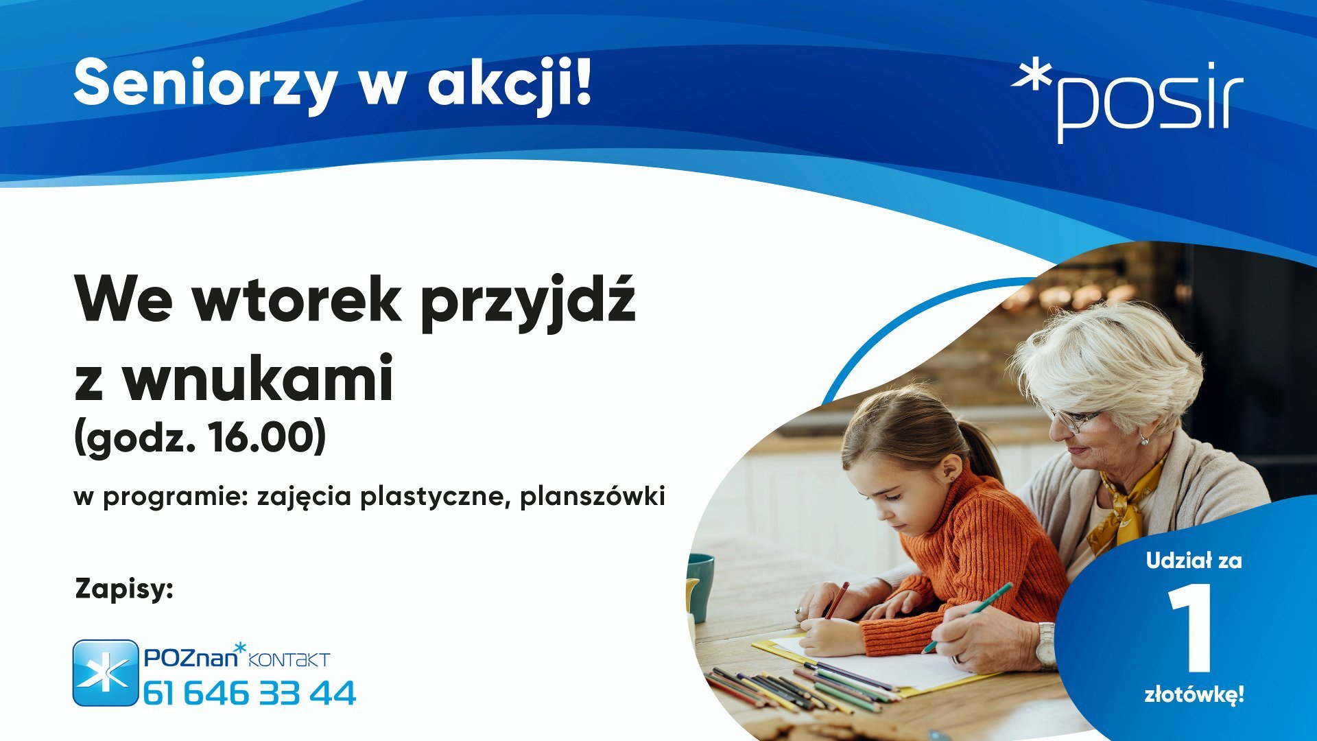 Grafika z najważniejszymi informacjami dotyczącymi programu "Seniorzy w akcji".