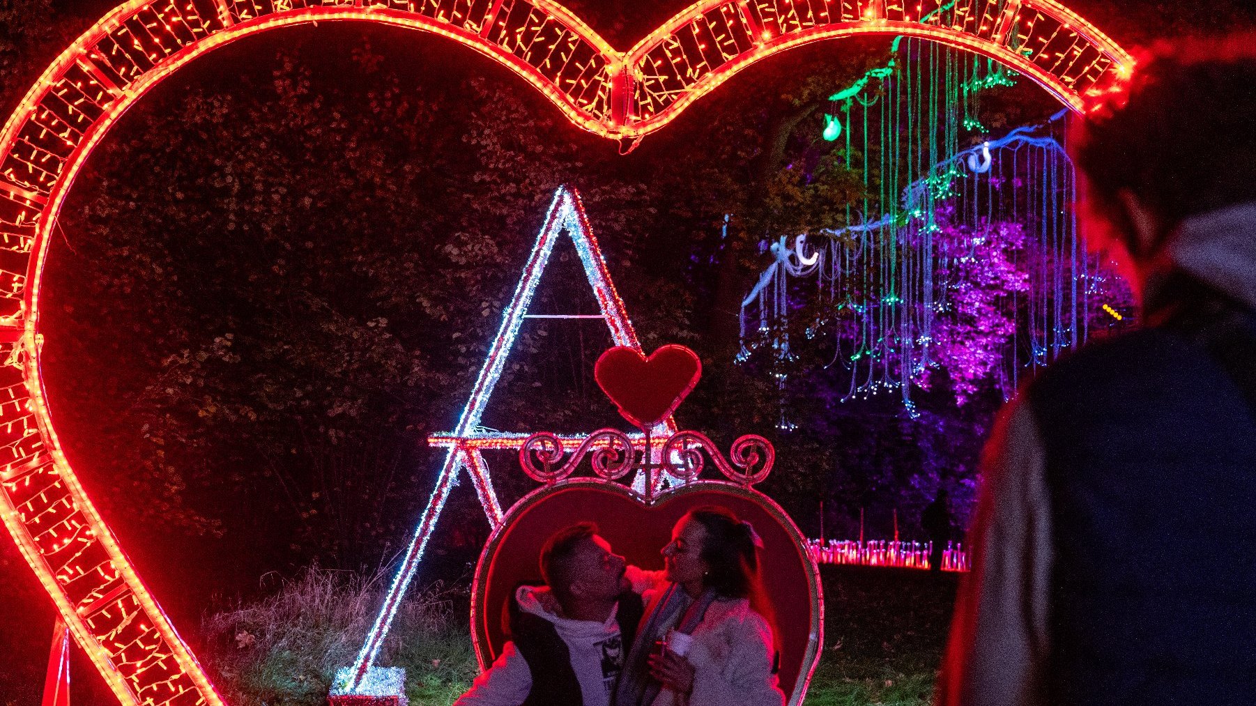 Galeria zdjęć przedstawia iluminacje świetlne i oglądających je ludzi.