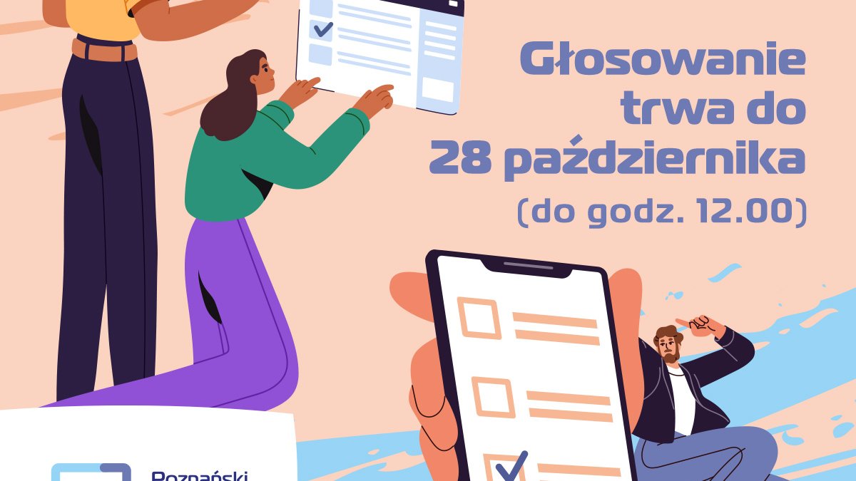 Grafika z informacjami na temat początku głosowania. Są na niej informacje techniczne i rysunki ludzi.