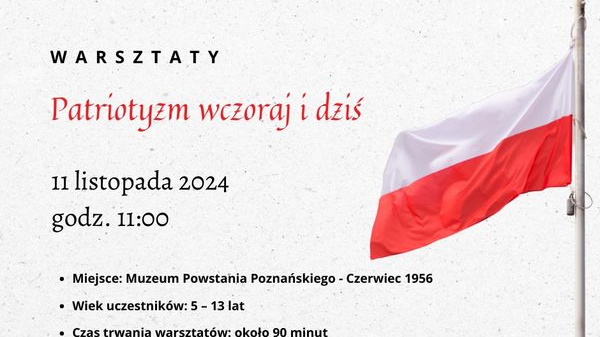 Plakat z informacjami o wydarzeniu z grafiką z flagą Polski