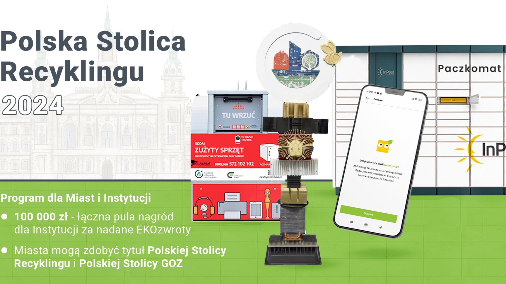 Grafika zapraszająca do udziału w konkursie Polska Stolica Recyklingu