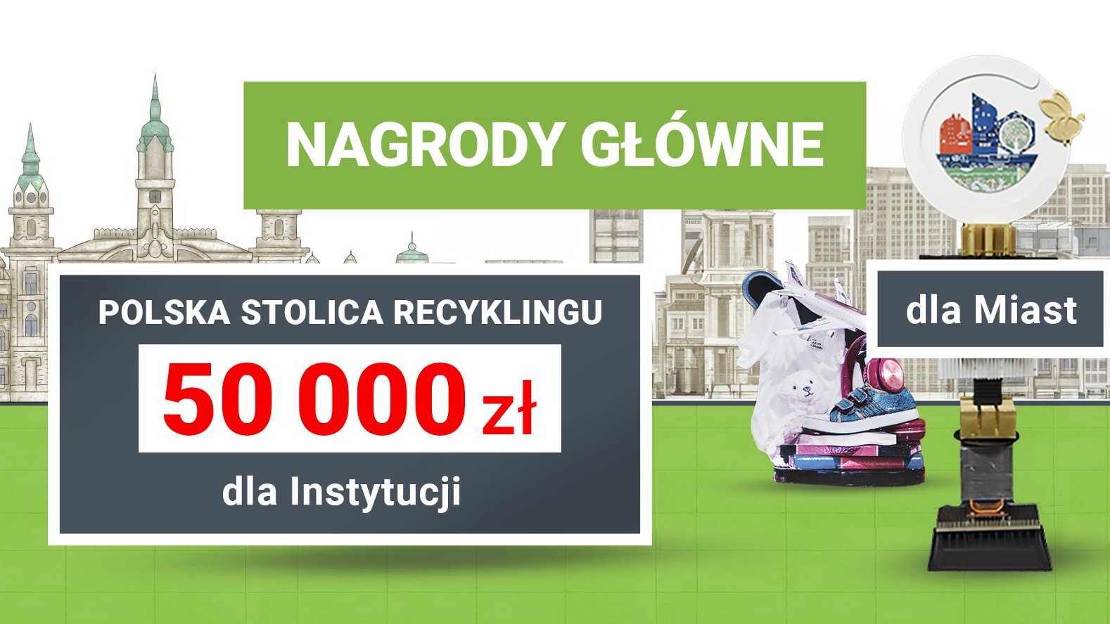 Grafika zapraszająca do udziału w konkursie Polska Stolica Recyklingu