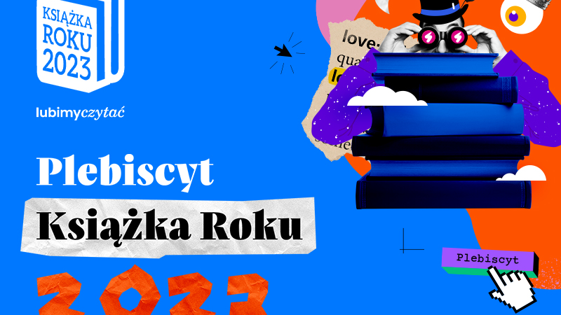 Grafika przedstawia informacje o plebiscycie i rysunek książek.