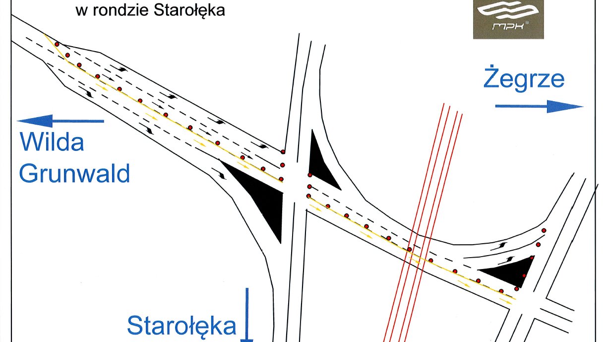 Grafika z nową organizacją ruchu