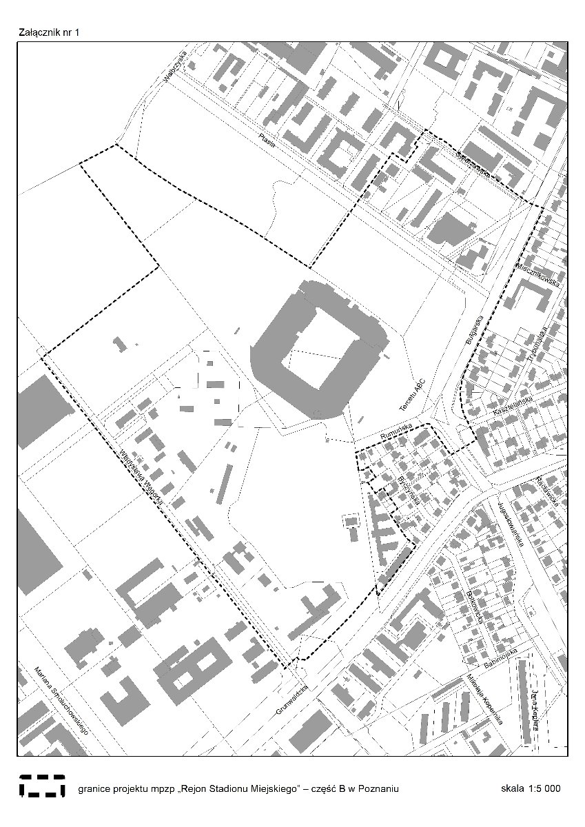 Granica mpzp "Rejon Stadionu Miejskiego" - część B w Poznaniu