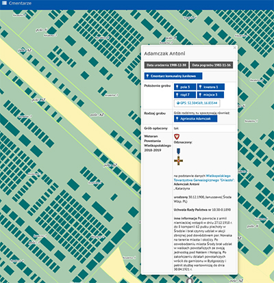 Groby weteranów na mapie