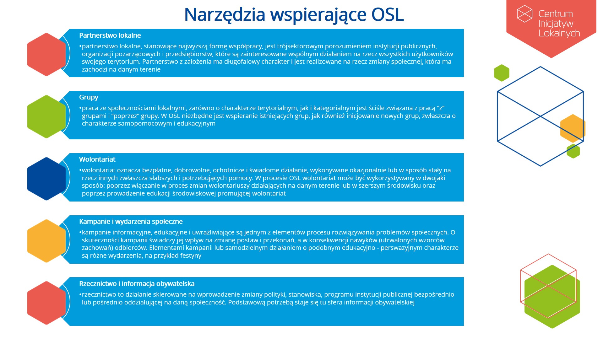 narzędzia wspierające OSL