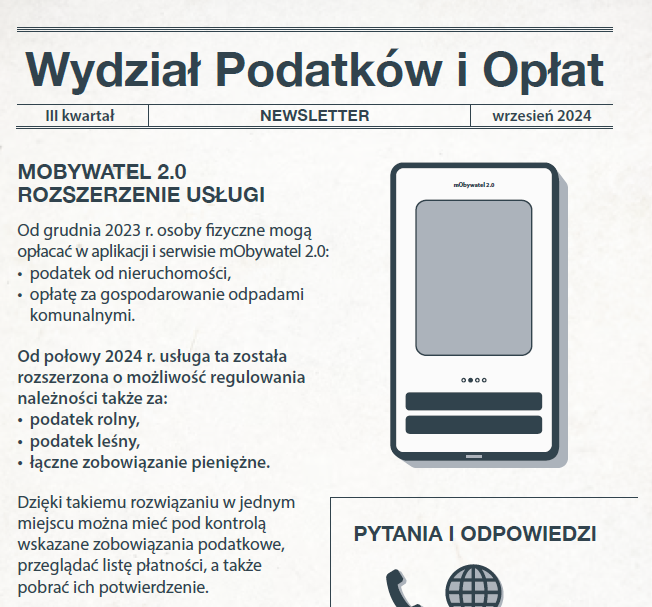 Newsletter Wydział Podatków i Opłat - grafika artykułu