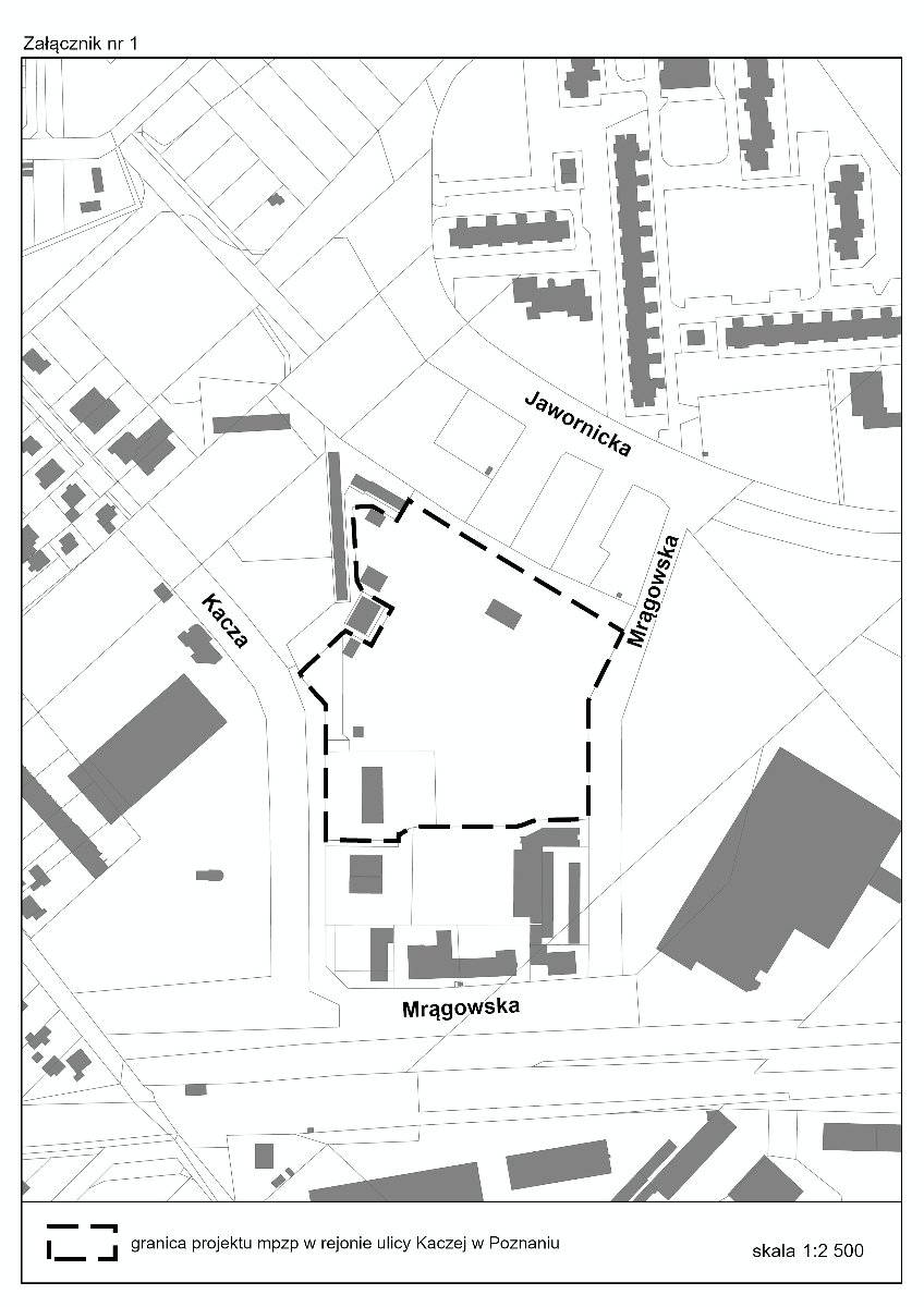 granica planu mpzp w rejonie ulicy Kaczej w Poznaniu - grafika artykułu