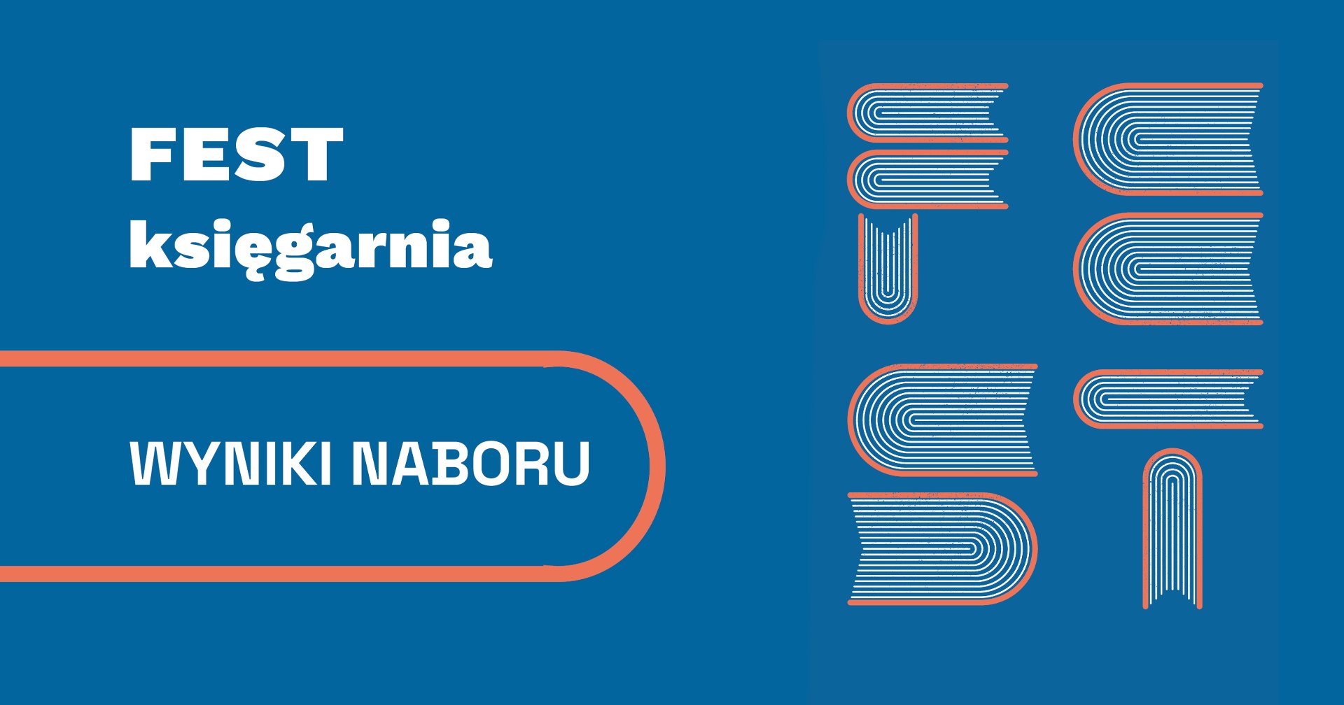 Grafika przedstawia słowo "Fest" ułożone z książek o pomarańczowych okładkach i białych kartkach. - grafika artykułu