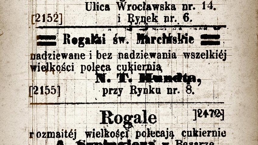 Zdjęcie starego ogłoszenia prasowego o rogalach