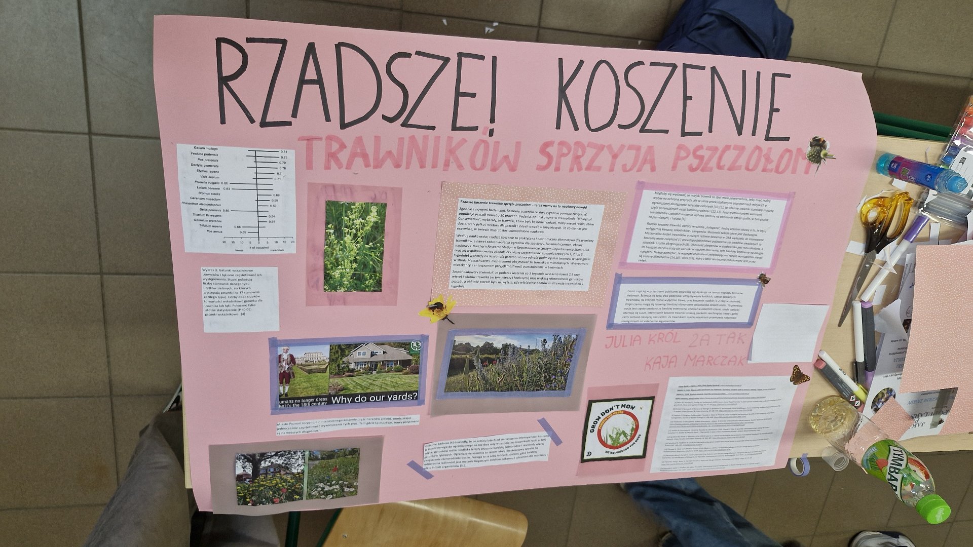 Poster naukowy Koszenie trawników wykonany w ramach warsztatów