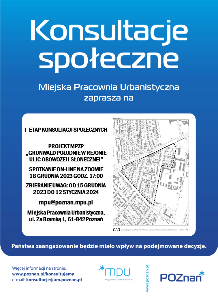 PLAKAT mpzp Grunwald Południe w rejonie ulic Obozowej i Słonecznej - etap I