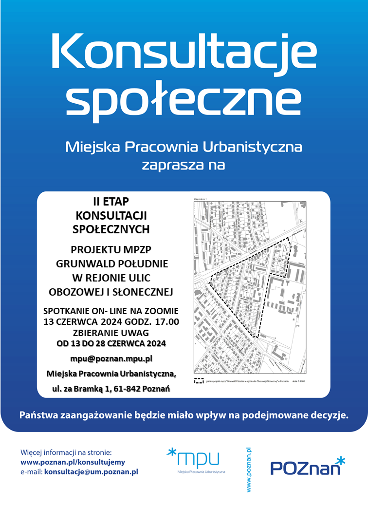 Plakat mpzp Grunwald Południe w rejonie ulic Obozowej i Słonecznej