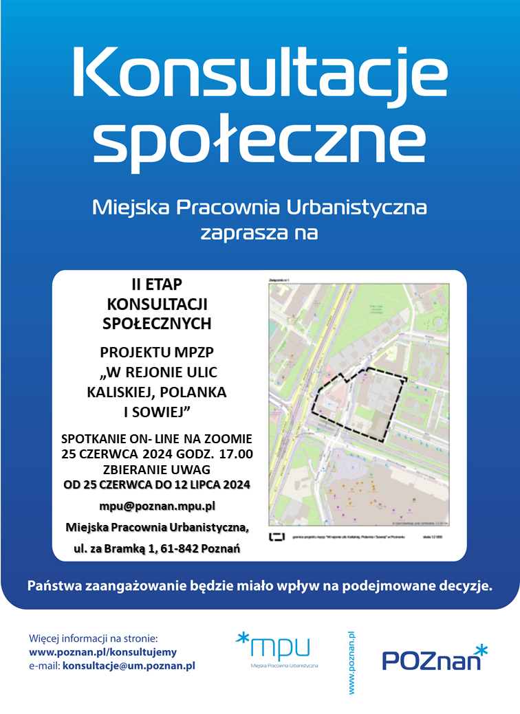 Plakat mpzp w rejonie ulic Kaliskiej, Polanka i Sowiej w Poznaniu