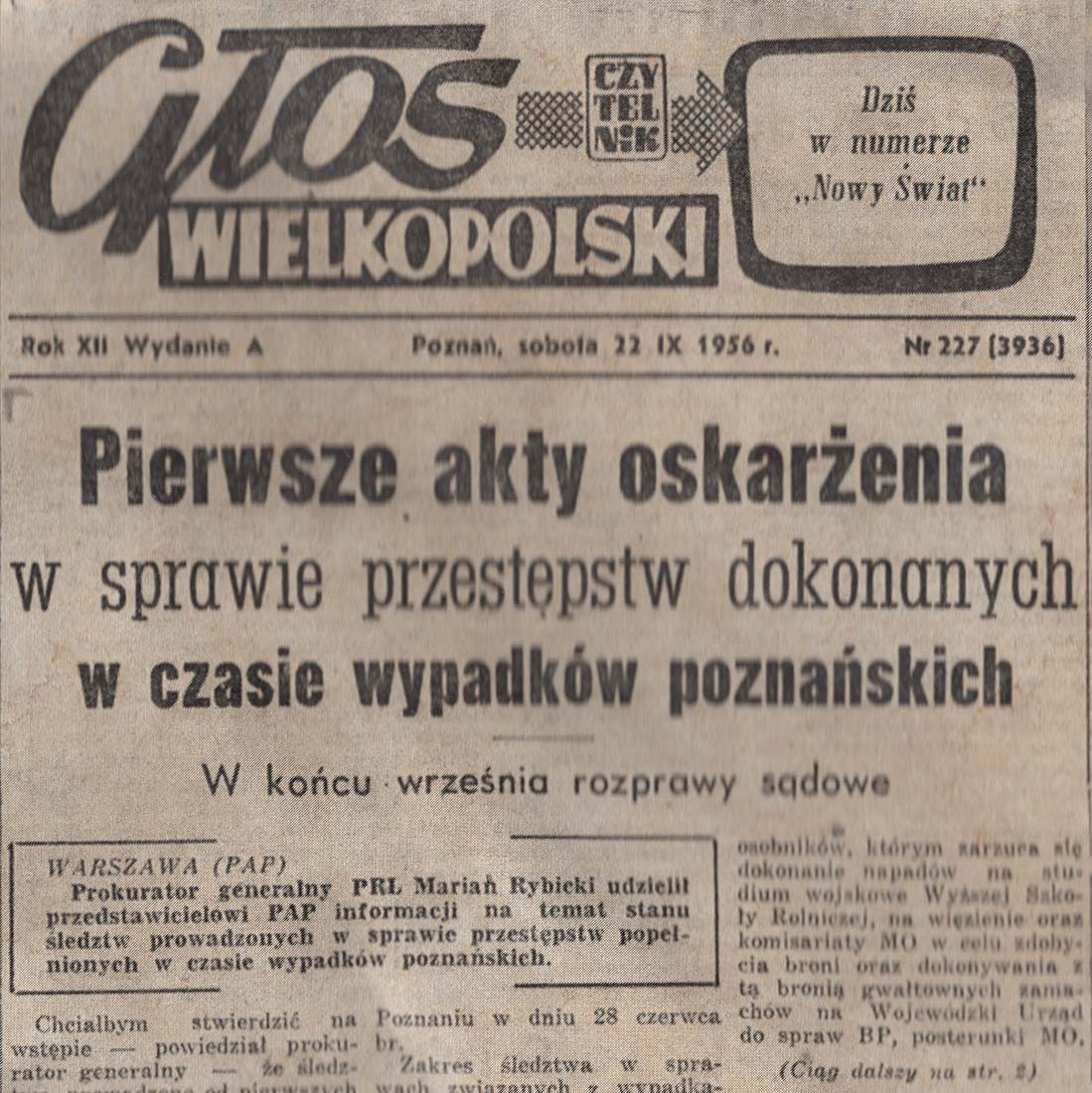 Satra gazeta. Artykuł: "Pierwsze akty oskrażenia"