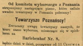 Tradycje lewicowe w rejonie zaułka Barlebena były długie, skoro np. w wydawanej w Berlinie "Gazecie robotniczej" z 3 czerwca 1893 r. znalazła się odezwa poznańskich socjalistów