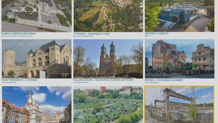 Zdjęcia kilku znanych obiektów w Poznaniu, które będą objęte specjalną ochroną: Katedra, Ratusz, Trakt Królewsko-Cesarski