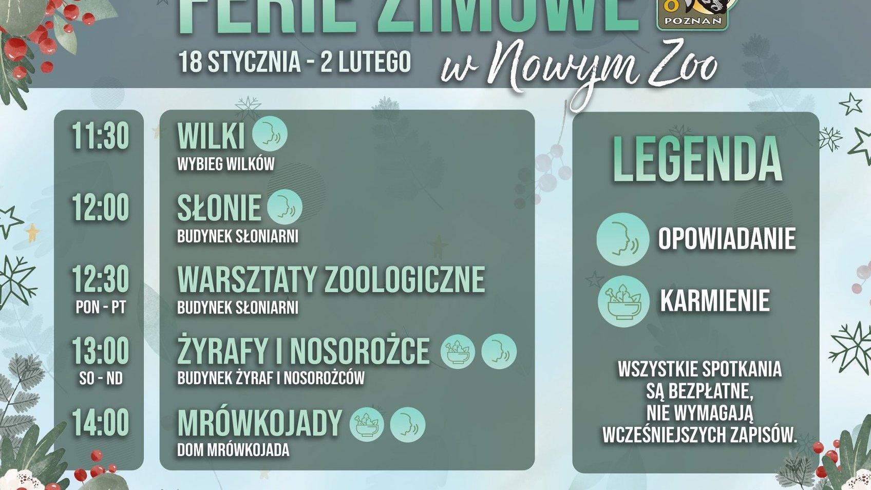 Kolorowa grafika z harmonogramem spotkań i legendą. Wszystkie informacje zamieszczone sa także w treści artykułu.