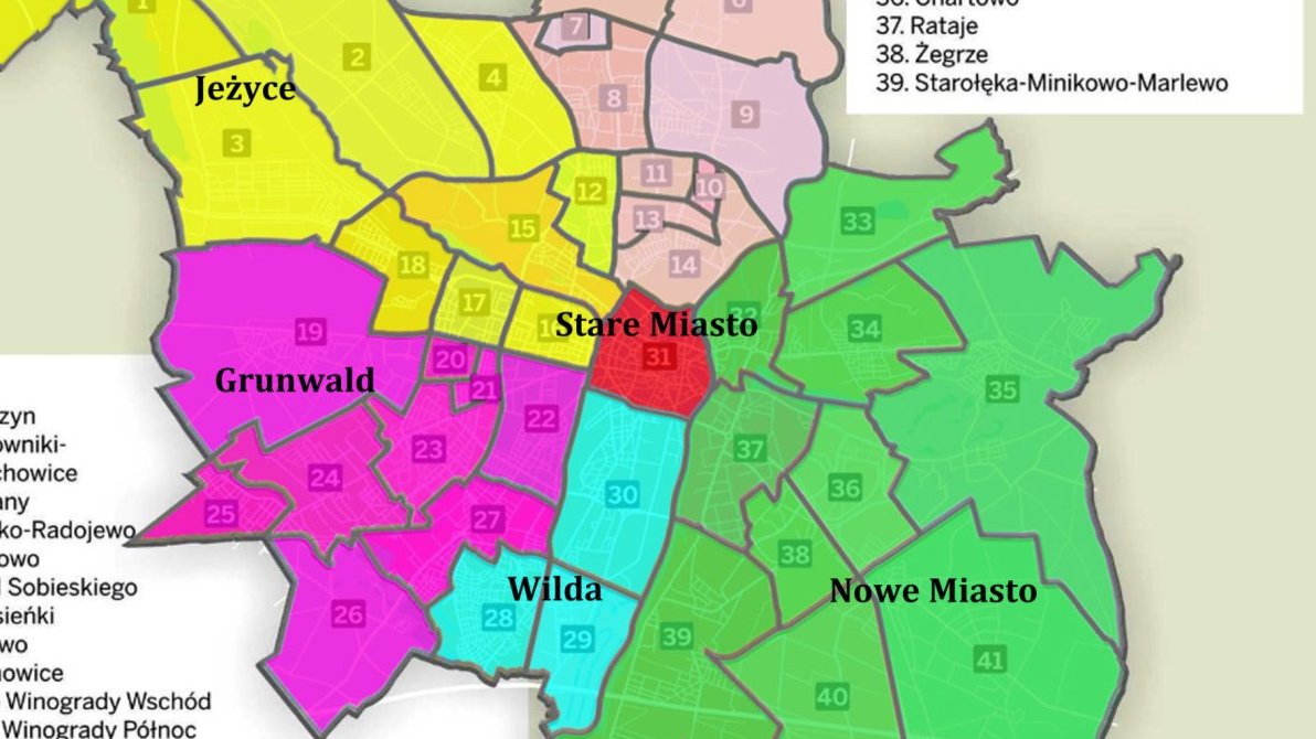 Rady Osiedli w podziale na teren działania referatów SMMP