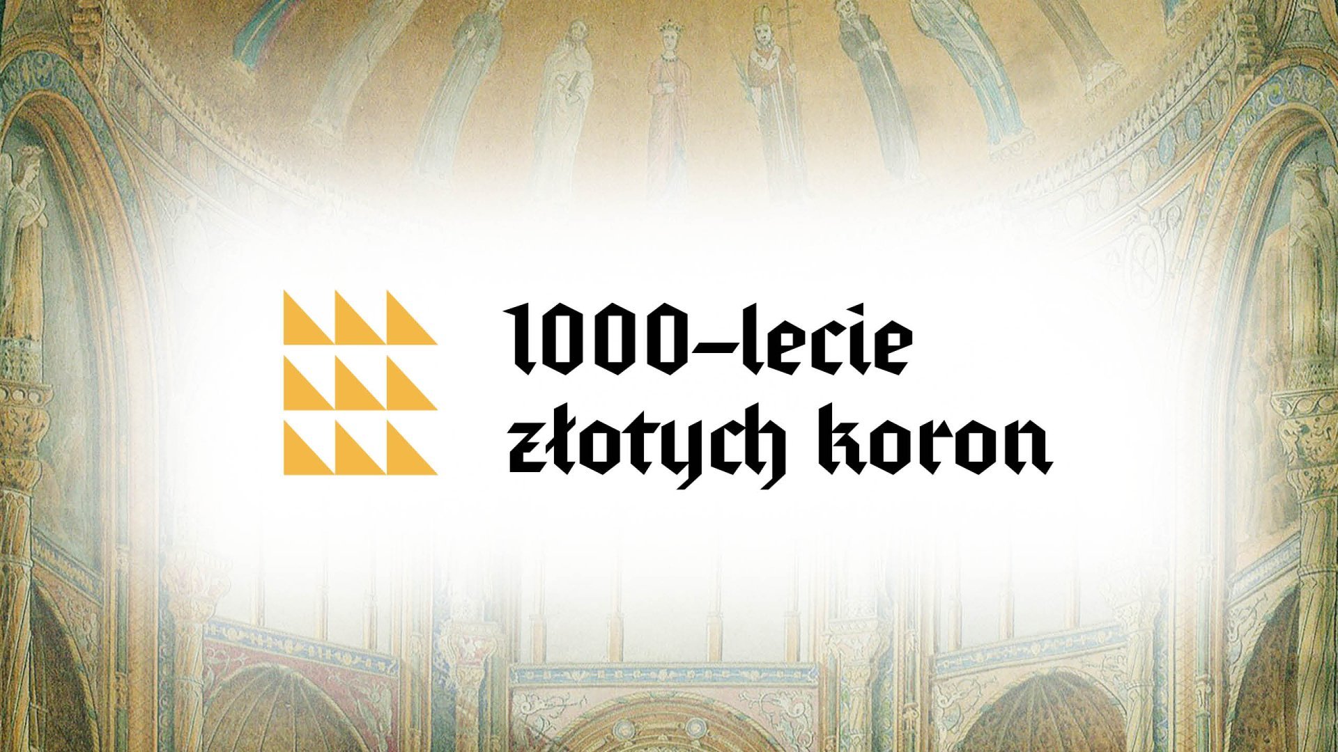 Grafika przedstawia napis 1000-lecie złotych koron.