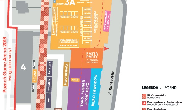 Mapa okolic startu, mety i terenów targów Sport Expo