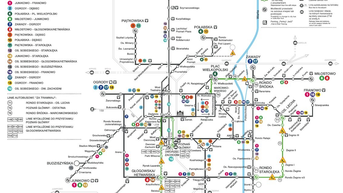 Schemat sieci tramwajowej od 1 sierpnia