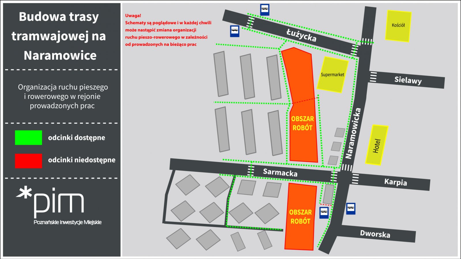 Tramwaj na Naramowice z coraz szerszym zakresem prac: zmiany na parkingach i w ruchu pieszo-rowerowym