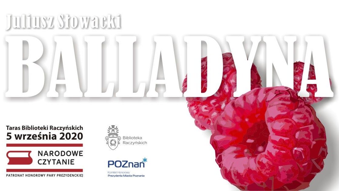 Ilustracja przedstawia plakat zapowiadający wydarzenie - tytuł książki, datę i nazwę akcji oraz zdjęcie malin