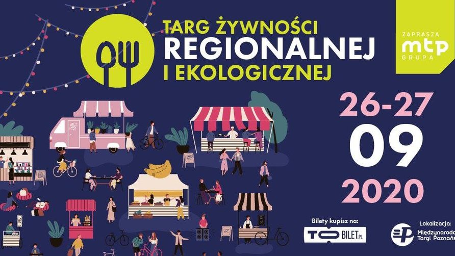 Napis na plakacie: "Targ żywności regionalnej i ekologicznej. 26-27.09.2020".