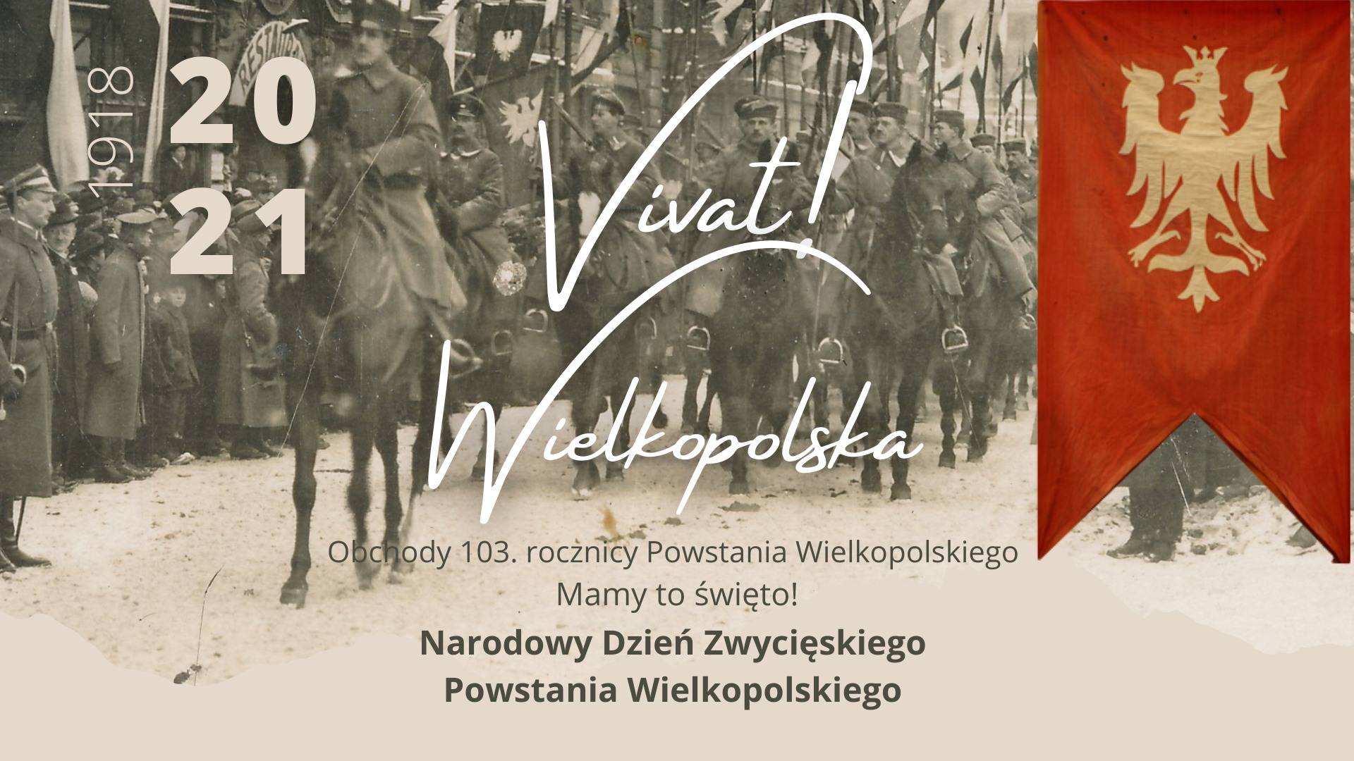 Galeria zdjęć przedstawia grafiki promujące wydarzenia związane z Narodowym Dniem Zwycięskiego Powstania Wielkopolskiego. - grafika artykułu