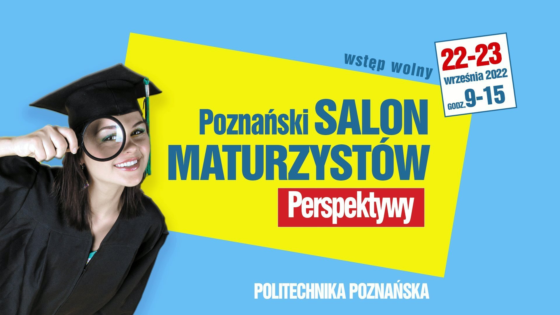 Grafika z dziewczyną w todze i birecie oraz napisamy związanymi z wydarzeniem