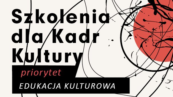 Grafika z napisami oraz mozaiką kształtów i kolorów