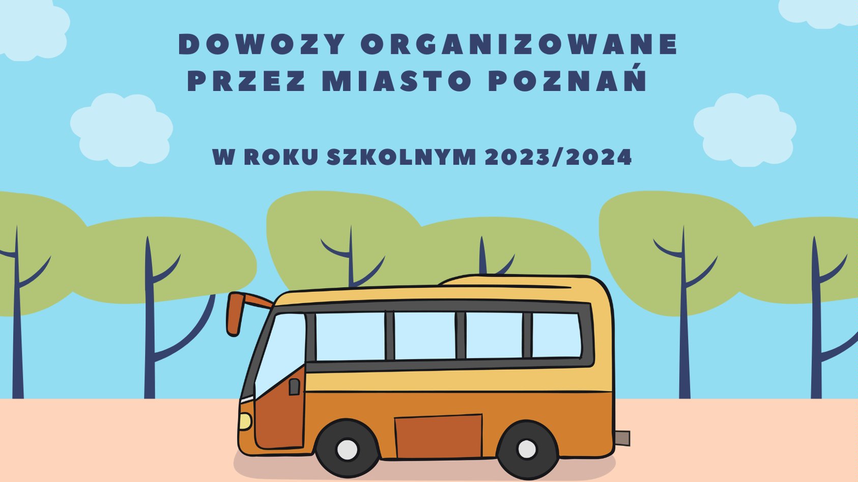 Grafika z napisami, autobusem oraz drzewami - grafika artykułu