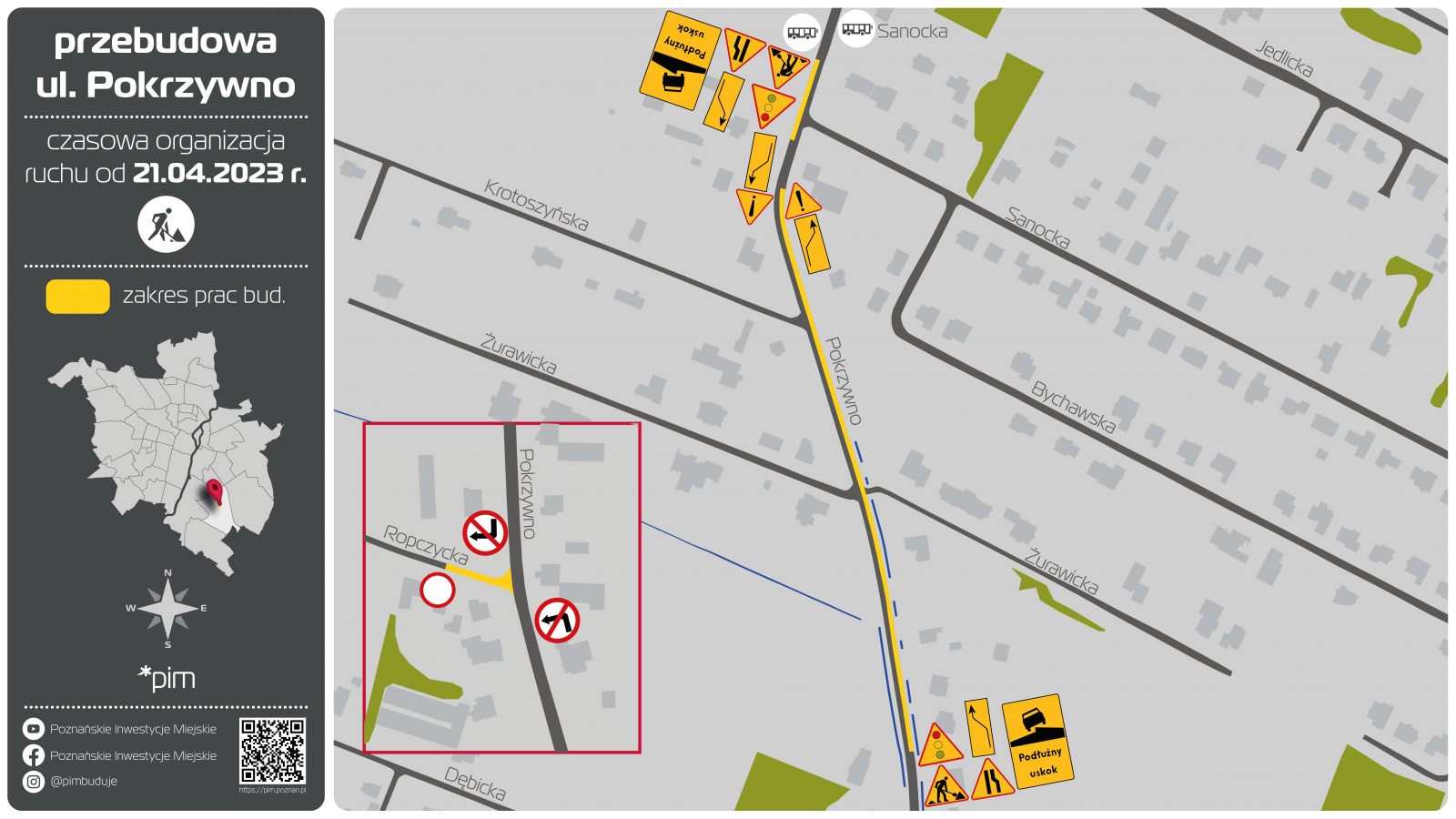 Mapa z zaznaczoną nową organizacją ruchu - grafika artykułu