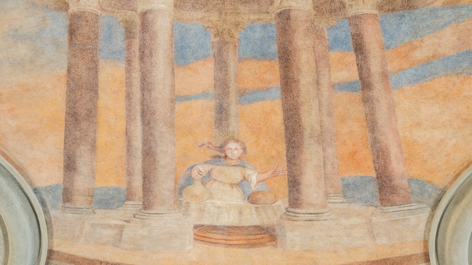 Galeria zdjęć przedstawia barokowe freski i płaskorzeźby na suficie Sali Sesyjnej UMP.