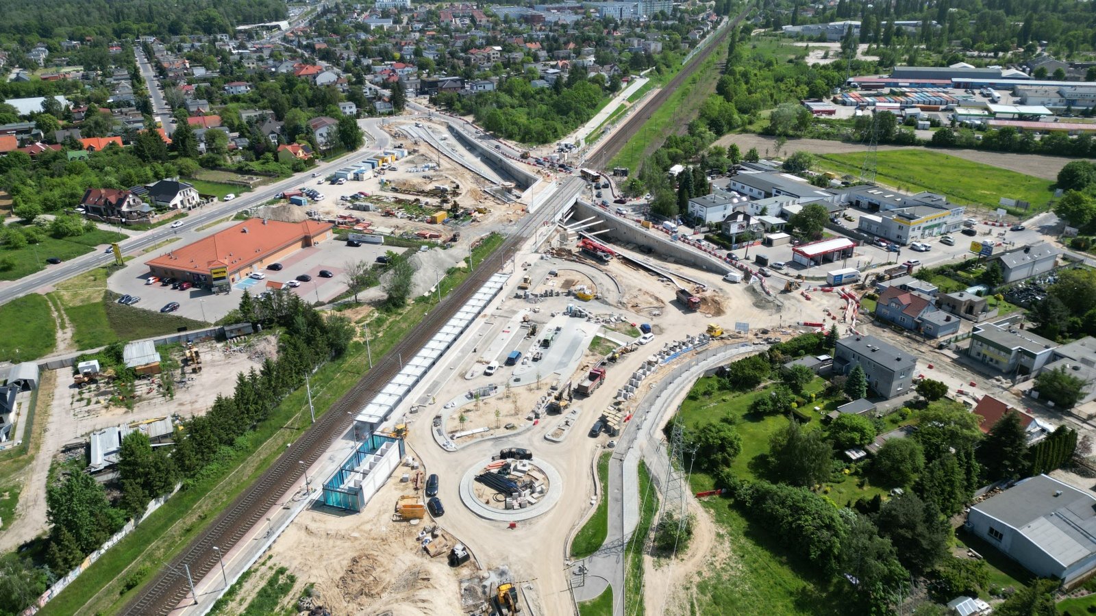 Widok na budowany węzeł Grunwaldzka i tunel pod torami kolejowymi