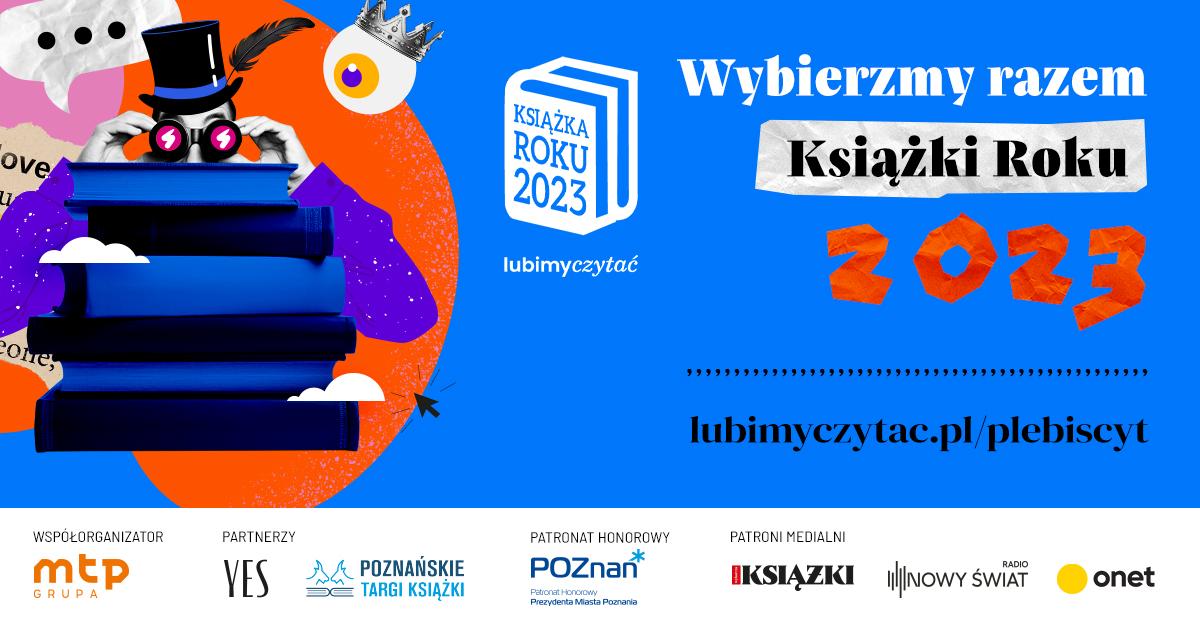 Grafika przedstawia informacje o plebiscycie i rysunek książek. - grafika artykułu