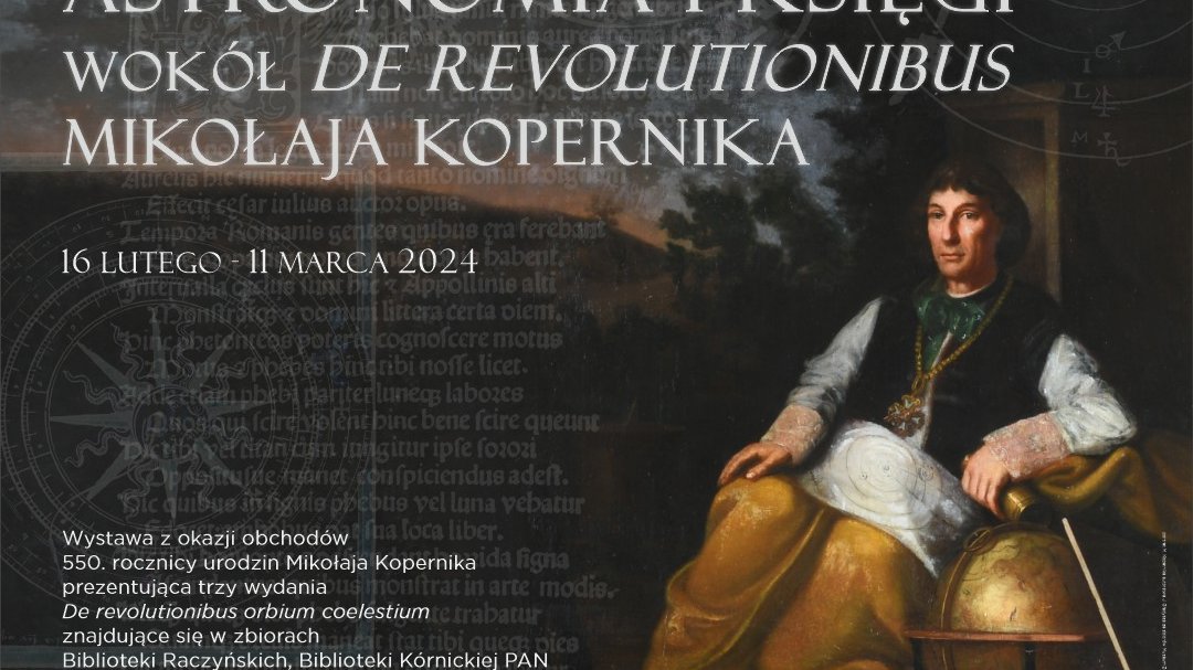 Plakat przedstawia Mikołaja Kopernika i informacje o wystawie.