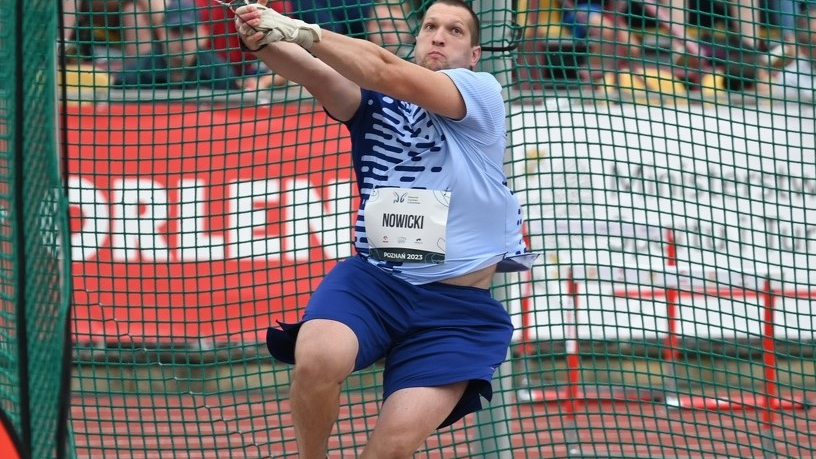 Wojciech Nowicki w czasie rzutu na poznańskich zawodach w 2023 roku