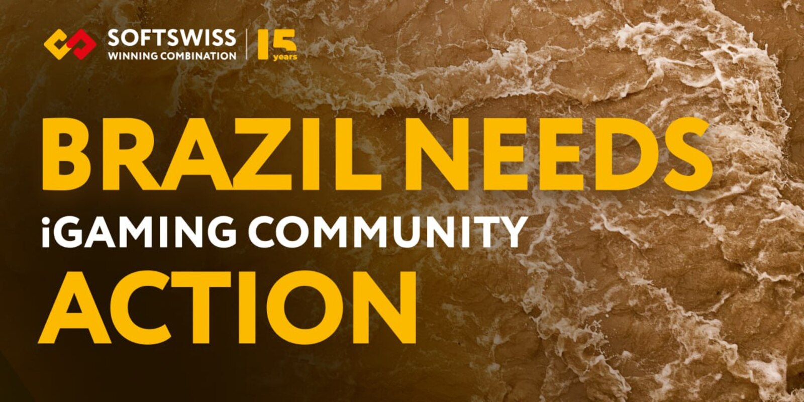 Zdjęcie plaży. Do góry logotyp firmy SOFTSWISS. Poniżej napis: Brazil needs iGaming community action. - grafika artykułu